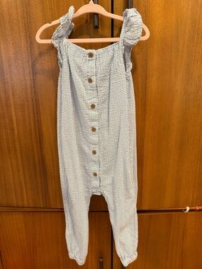 H&M Light Blue & White Striped Button Romper